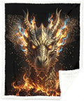 Dragon Sherpa Blanket Fire Fantasy Throw Blanket for Men Soft Warm Cozy 50x60 Inches Power Energy Design Gamer Room Bedroom Decor Mythical Gift for Birthday Housewarming Anniversary by Sleepwish