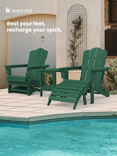 KINGYES Folding Adirondack Ottomans Set of 4 for Adirondack Chair, Green - Image 4