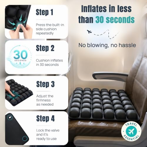 Kijani Airplane Seat Cushion for Long Flights, Inflatable Travel Cushion - Image 3
