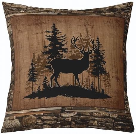 Feelyou Bear Throw Pillow Covers 20"x20" Set of 4 Soft Rustic Deer Cushion Case Fish Decor Pillowcase Mallard Duck Black Brown Indoor Outdoor - Image 3