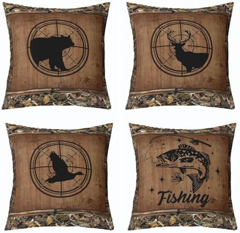 Feelyou Bear Deer Throw Pillow Covers Soft 16" x 16" by Feelyou