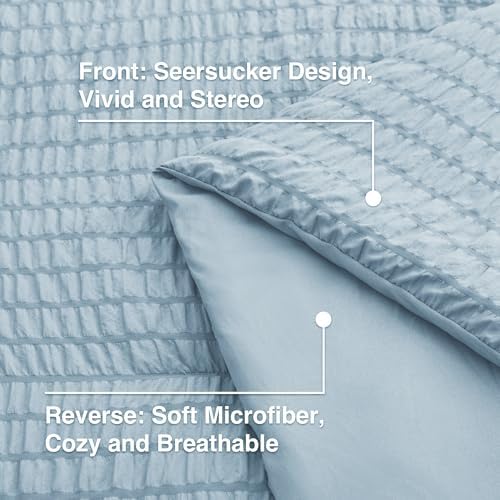 Love's cabin Seersucker Light Blue Full Comforter Set, 7-Piece Bed in a Bag - Image 5