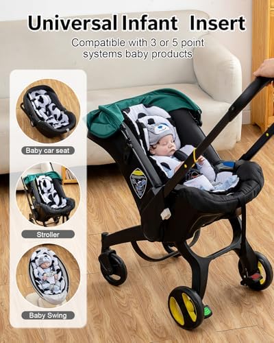THE KENKYO Infant Car Seat Insert with Extra Headrest for Preemie to Toddler, Adjustable Baby Car Seat Head Support with Shoulder Pads, Breathable Air Mesh & Mink Dot Newborn Carseat Insert - Image 5