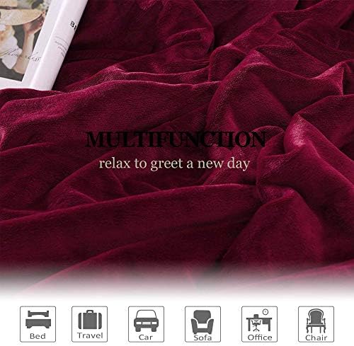 NANPIPER Sherpa Blanket Warm Blankets Super Soft Fuzzy Flannel Fleece/Wool Like Reversible Velvet Plush Couch Blanket Lightweight(Wine Red Throw Size 50"x60") - Image 6