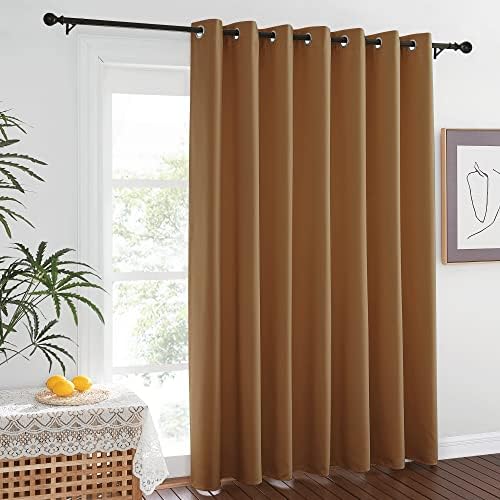 NICETOWN Patio Curtain for Sliding Glass Door - Grommet Blackout Thermal Curtain Room Darkening Sound Reducing Drape for Bedroom/Living Room (Gold Brown, 1 Panel, W100 x L84) by NICETOWN