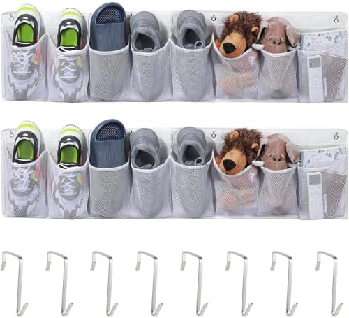 2 Pieces Shoe Storage Pocket Organizer Bedside Holder Bag Rack Hanging Non Woven Saving Easy Install Suitable for RV Bedroom, White - Image 6