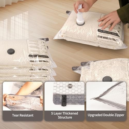 15 Pack Vacuum Storage Bags for Travel with Pump, 3 Sizes - Image 6