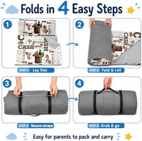 Personalized Toddler Nap Mat with Pillow and Blanket, Monogram Nap Mats for Preschool Daycare, Custom Thickened Large 55”x22.5” Sleeping Bag for Kids, Rollup Sleeping Mat for Boys Girls Gift - Image 5