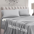 Mocassi Cal King Size 4-Piece Bed Sheet Set - 1800 Premium Hotel Quality Microfiber 18-24 Inches Extra Deep Pocket Fitted Sheet- Luxury Soft, Breathable, Wrinkle, and Fade Resistant, Silver by MocassiLuxuryBedding