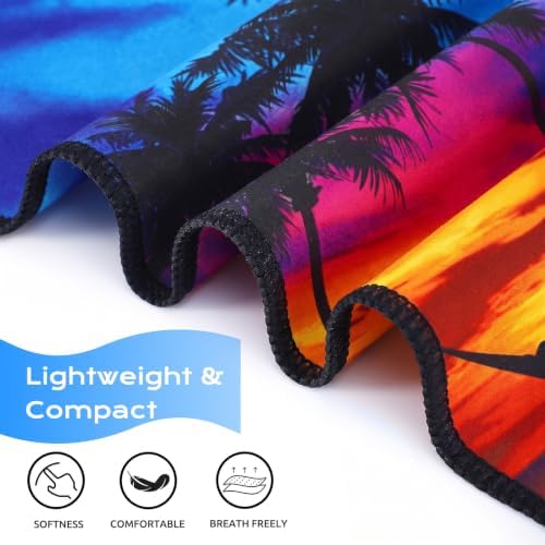 Genovega 2 Packs Microfiber Oversized Lightweight Thin Beach Towel Sandproof Compact Quick Dry Clearance Towels Extra Large Sand Free Travel Essentials Accessories Women Gift Neon Palm Sunset - Image 5