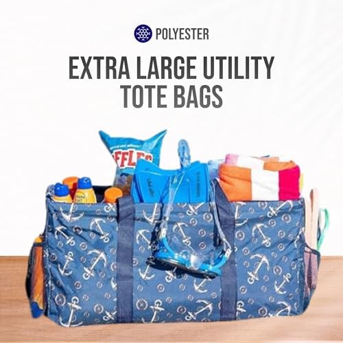 Extra Large Utility Tote Bag - Oversized Collapsible Beach Bag - Anchor - Image 7