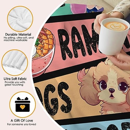 Anime Blanket for Girls - Kawaii Decor for Women, Ramen Dogs Boba Flannel Blanket - Luxurious Warm and Cozy, S 40X50 Inch for Kids/Child - Image 5