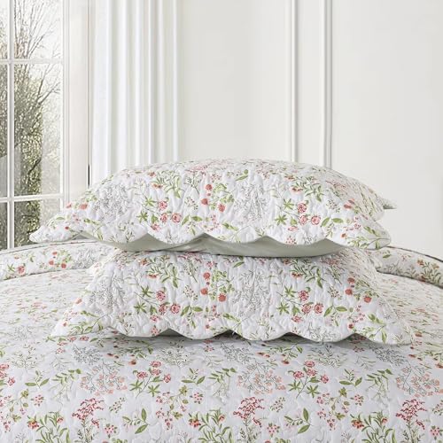 NEWLAKE Quilt Bedspread Sets - Blooming Classic Floral Pattern Reversible Coverlet Set, Queen Size - Image 6