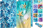Genovega 2 Packs Microfiber Oversized Lightweight Thin Beach Towel Sandproof Compact Quick Dry Clearance Towels Extra Large Sand Free Travel Essentials Accessories Women Gift Blue Flowers Coast by genovega