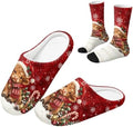Jeiento Winter Fuzzy Slipper and Crew Socks for Women,Adult Slip-on Close Toe House Slipper,Flat Comfort home Slides by Jeiento