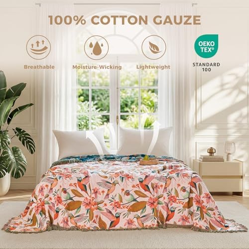 LUTBM Boho Throw Blanket for Bed 60"x80", 100% Cotton Soft Couch Blankets - Image 2