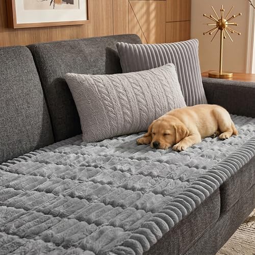 Fixwal Waterproof Flannel Dog Couch Cover, 27.6" x 82.7", Light Gray by Fixwal