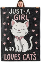 Cute White Cat and Heart Throw Blanket, Lightweight Warm Adorable Kitten Flannel Blanket, Home Decor and Gifts, Soft Cozy Blankets for Women Girls Teens, 60"x80" for Bed Couch Travel by Unknown