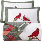 vctops 3 Pieces Christmas Cotton Quilted Quilt Set (Birds,Oversize Queen) - Image 2