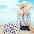 MNSRUU Picnic Blanket Waterproof Foldable, Pink Leopard Butterfly Large Outdoor Picnic Beach Camping Blanket Travel Mat, Shoulder Strap Tote, Rectangle 57x59in - Image 5