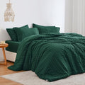 Seersucker Dark Green Queen Comforter Set, 7-Piece Bed in a Bag by Lovescabin