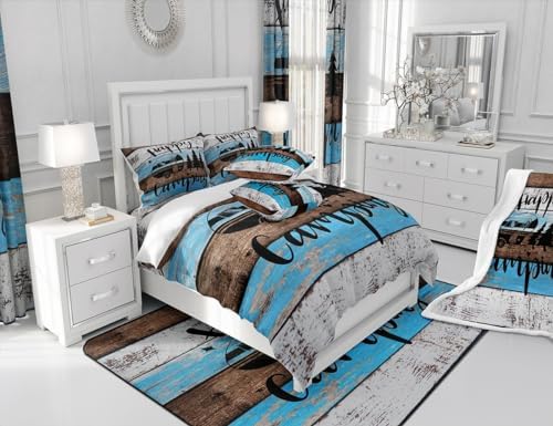 Castle Fairy RV Camper Duvet Cover Twin Size,Happy Camping Wild Adventure Comforter Cover with 1 Pillowcase for Boys Girls,Farmhouse Style Wood Barn Soft Breathable Bed Cover Room Decor,No Comforter - Image 5