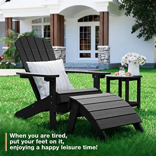 YEFU Folding Adirondack Ottoman Outdoor Set of 4, Black - Image 2