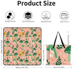 Orange Green Mushroom Large Foldable Picnic Blanket 78.7x78.7 Inch - Image 3