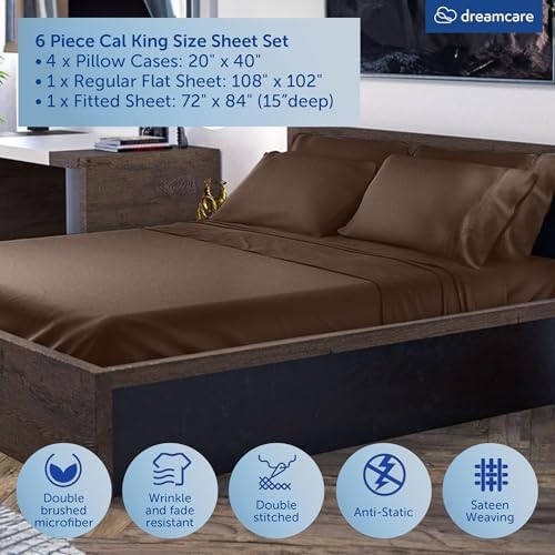DREAMCARE California King Sheet Sets - 6 pcs Breathable Cooling Sheets - Image 3