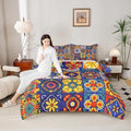Erosebridal Mexican Talavera Tile Full Comforter Set - Colorful Mexico Tiles Bedding Sets, Vintage Floral Patchwork Bed Set for Kids Adults, Exotic Ethnic Aesthetic Room Decor - 2 Pillowcases by Erosebridal