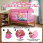 Alvantor® Mosquito Net Bed Canopy Tents Dream Privacy Space Twin Size Sleeping Tents Indoor Pop Up Portable Frame Breathable Cottage Pink (Mattress Not Included) - Image 3