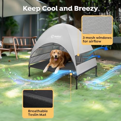 Veehoo Outdoor Dog Bed with Canopy, Cooling Elevated Dog Shade for Outside - Image 3