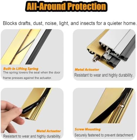 Automatic Door Sweeping Bottom Aluminum Alloy, 23in - 40in Surface Mount Type - Suitable for Door Bottom Sealing Sound Insulation Windproof Dustproof Light Blocking(Silver,78cm/30.7in) - Image 4