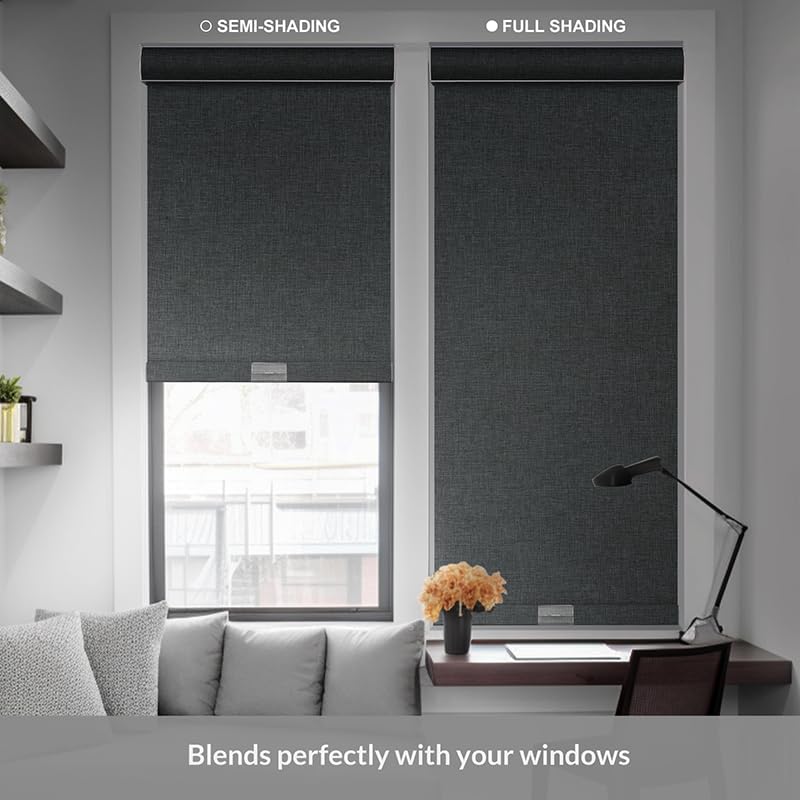 Boolegon Blackout Roller Shades for Windows, Grey, 21" W x 48" H. - Image 2