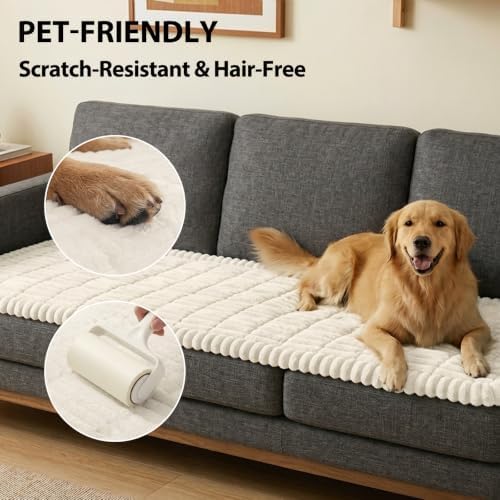 Fixwal Waterproof Flannel Dog Couch Cover, 27.6" x 94.5", White - Image 6
