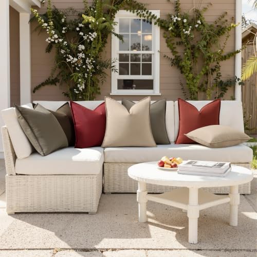 decorUhome Outdoor Waterproof Faux Linen Throw Pillow Covers 22x22 Set of 2 - Image 6