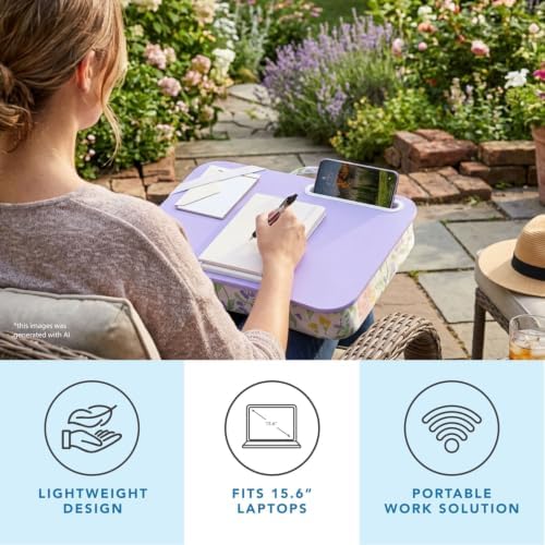 LAPGEAR Designer Lap Desk – Purple Flower, 2-Pack with Storage Basket - Image 3