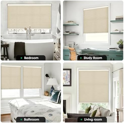 LazBlinds No Drill Cordless Cellular Shades, 55" W x 48" H, Beige - Image 5