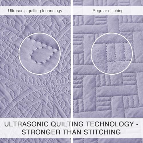 Love's cabin Twin Quilt Set Lavender Bedspreads Bedding Set - Soft Bed Lightweight Bedspread Comforter - Modern Style Coin Pattern Coverlet for All Season - 2 Pieces (1 Quilt, 1 Pillow Sham) - Image 3