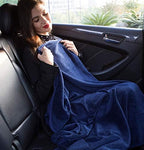 BlueHills Premium Soft Mini Plush Travel Blanket Value Pack Set of 2 - Airplane Travel Essential Flight Blanket Throw in a case with Strap Compact for Car Plane Travel Gift – Pink and Navy Blue. - Image 5