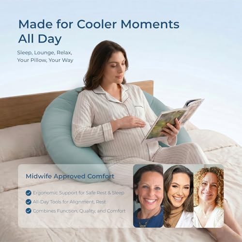 Momcozy J Shaped Cooling Pregnancy Pillow, Maternity Pillow for Sleeping - Image 6
