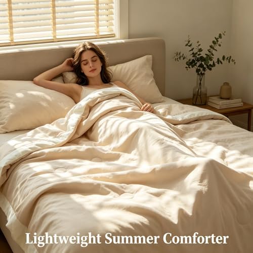 100% Cotton Summer Comforter,Ultra Soft Breathable Lightweight Quilt,Machine Washable for Hot Sleepers&Travel. (Yellow, XL(60''×78'')) - Image 3