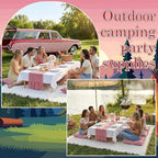 Lumina 14 Pcs Picnic Blanket Set, 91"x71" Woven Cotton Plaid Runner Covers - Image 2
