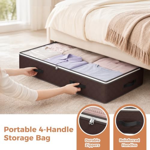 Budding Joy 6 Pack 95L Under bed Storage Containers Brown - Image 5