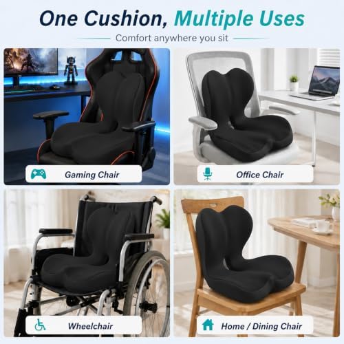 Seat Cushion with Integrated Lumbar Support, Memory Foam Ergonomic Cushion - Image 5