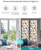 Window Privacy Film Frosted, Orange Pumpkins Halloween Reusable Static Cling Window Tints, Haunted Houses Bats Horror Heat Control Windows Films for Offices, Balcony, 29.5 x 118 Inches - Image 6