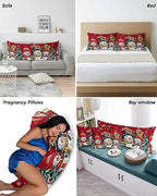 Red Snowman Christmas Pillow Cases Standard Size Set of 2, Xmas Tree Berry Microfiber Bed Throw Pillow Covers, Winter Snowflake Decorative Lumbar Pillow Cover with Envelope Closure for Sofa 20"x26" - Image 6