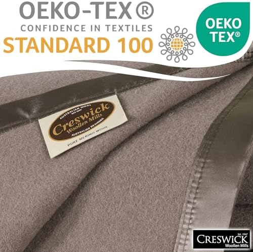 Creswick Woollen Mills 100% Australian Merino Wool Blanket – Soft Warm and Natural with Satin Binding, Breathable Luxury Bedding for All Seasons, (Flax, Throw) - Image 4
