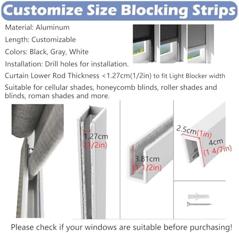 U Channel Black Light Blocking Strips 8 Pack - 120cm/47.2inch Aluminum Window Edge Tracks for RV, Hospital, Cinema, Hotel - Customizable Light Blocker - Image 2