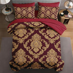 WeCozy King Comforter Set with Sheets, 7 Pieces Damask Red Bedding by WeCozyHomeDecor